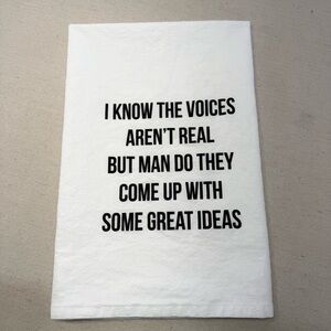 Wildwood Landing - White Kitchen Tea Towel with Humorous Text